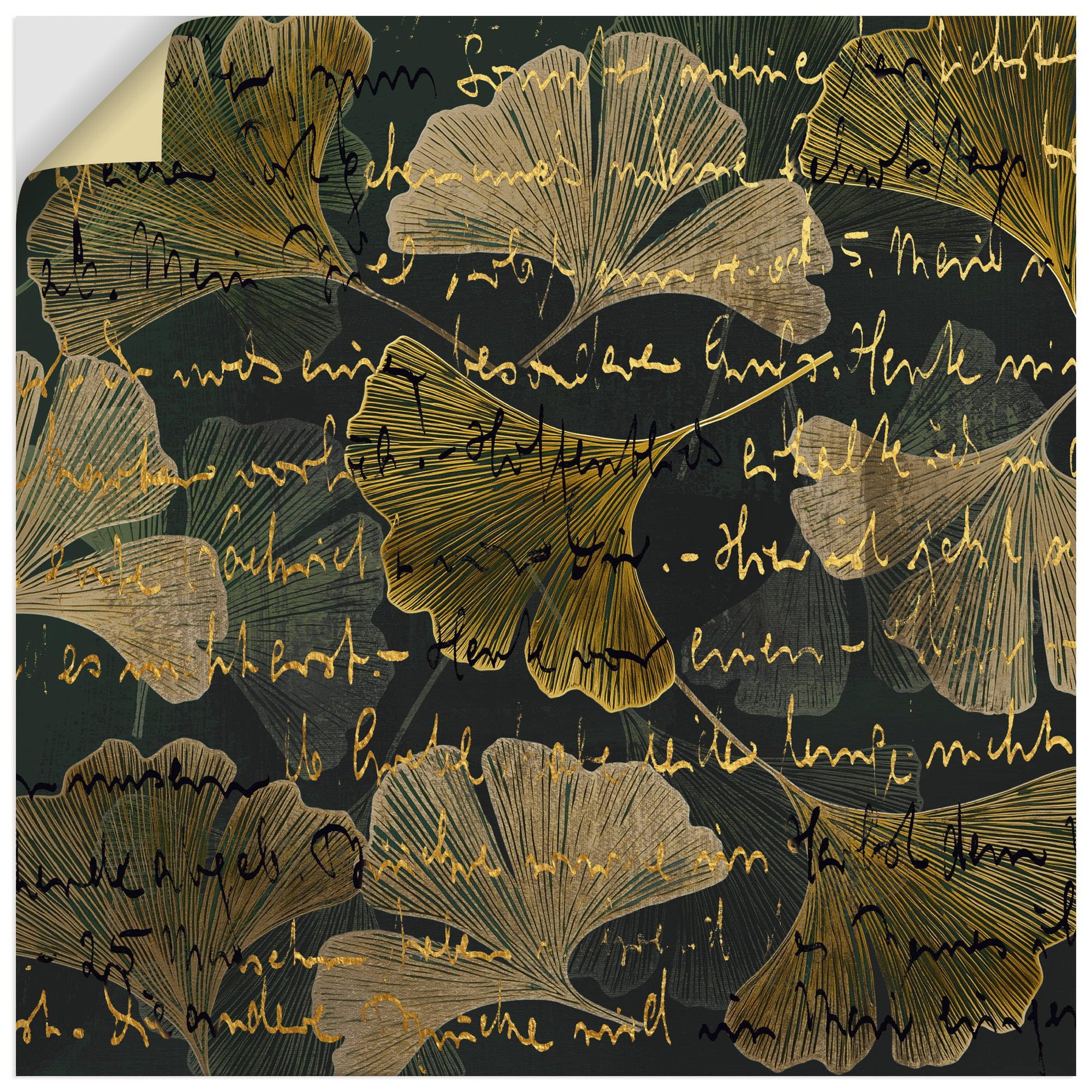 artland-wandaufkleber-ginkgo-wandtattoo-30x30-cm-braun image 1