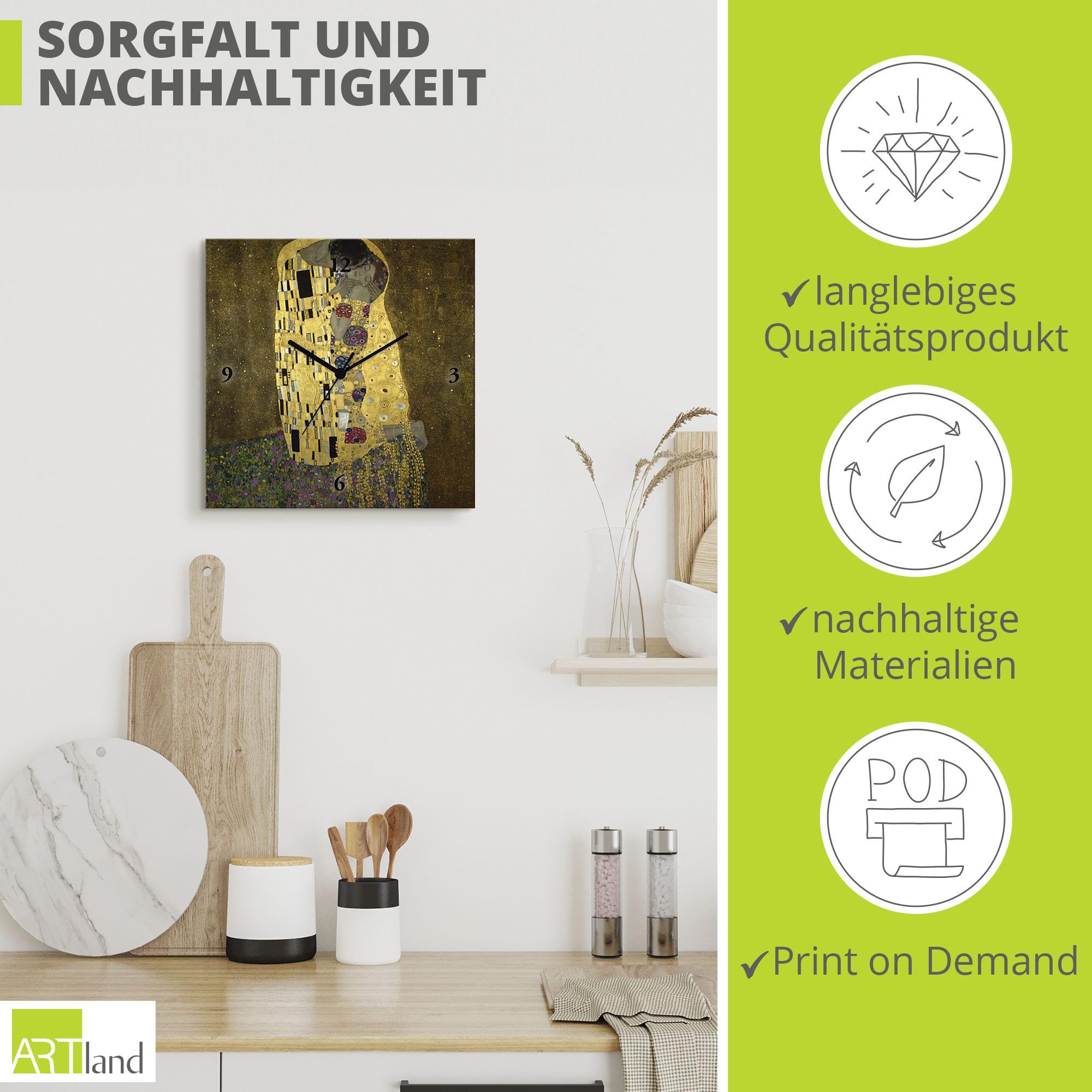 artland-wanduhren-t9ll-wanduhr-der-kuss-30x30-cm-lautlos image 5