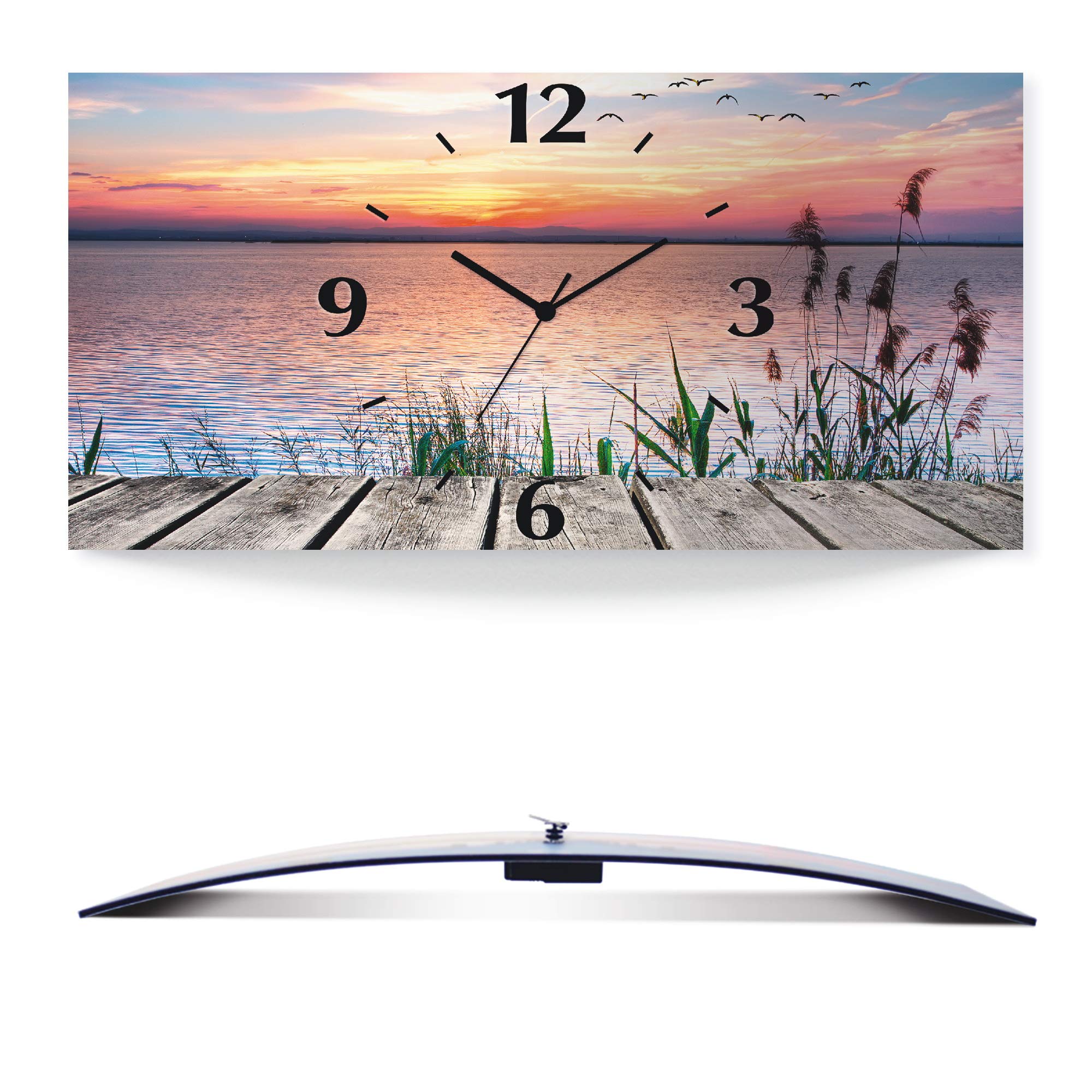artland-wanduhren-quarzuhr-50x25-cm-lautlos-sonnenuntergang image 1