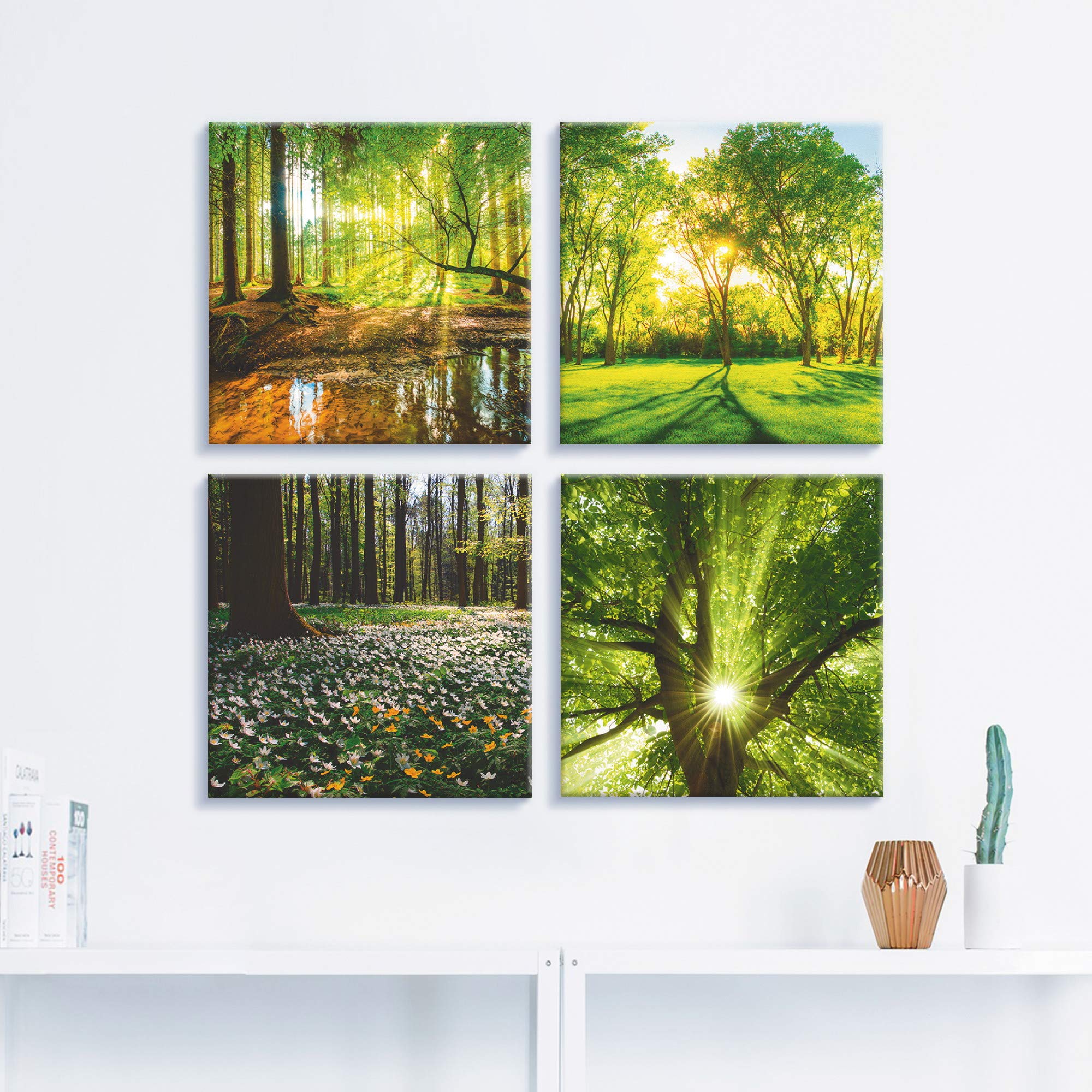 artland-leinwandbilder-k2fr-set-4x40x40-cm-wald-bach-h image 5