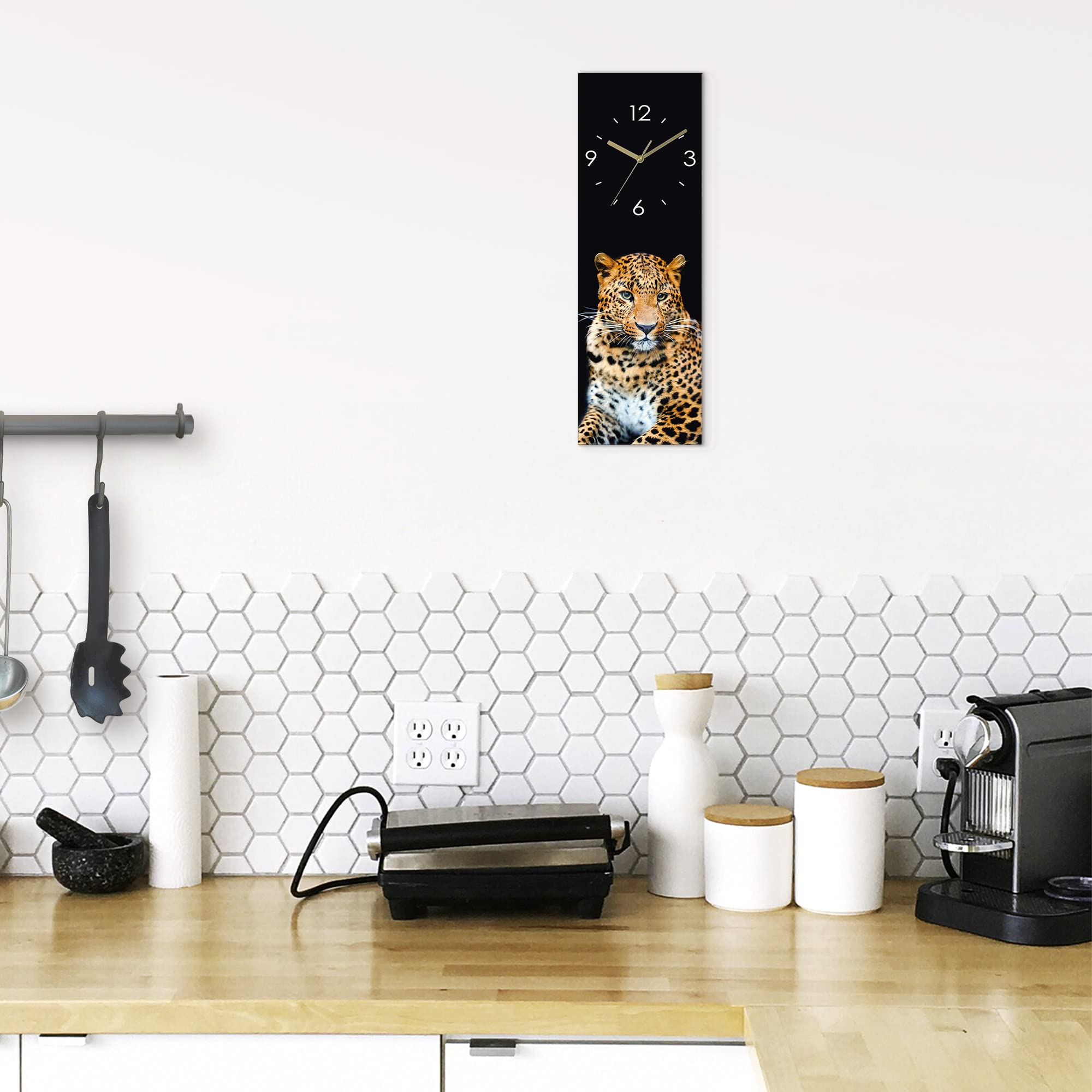 artland-wanduhren-leopard-funkuhr-glas-20x60-cm-lautlos image 5