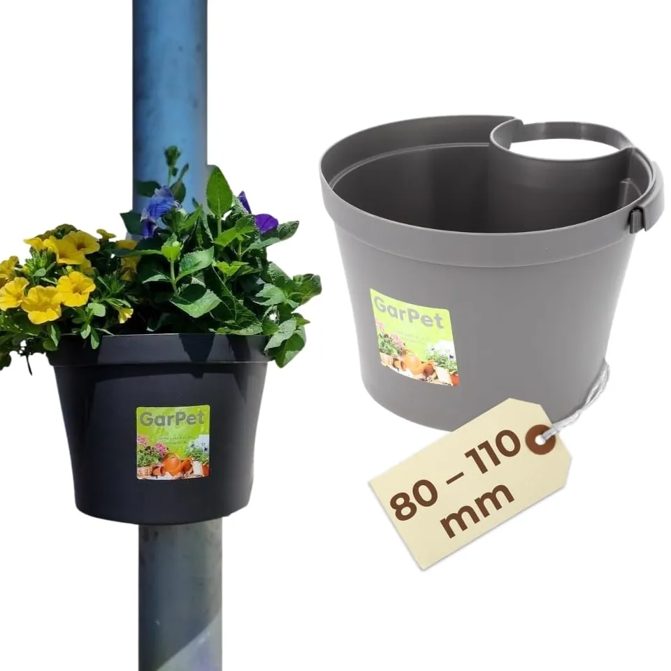 garpet-garten-blumentopf-f-r-regenrohr-3-6l-fallrohr-grau image 1